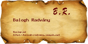 Balogh Radvány névjegykártya